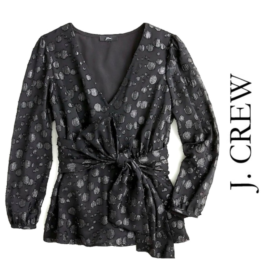 🔥🎉❤️NEW J Crew Black Long Sleeve V-Neck Top XXS
